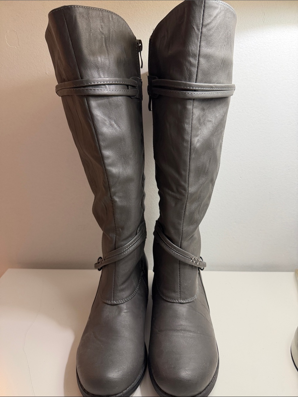 Journee Collection Gray Over-the-Knee Riding Boots Size 7